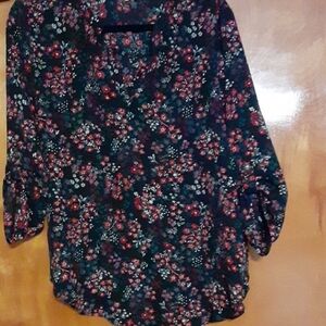 Maurices Black and Red Floral Blouse